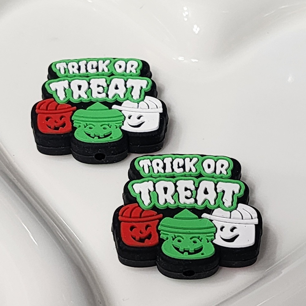 Trick or Treat Bucket 2 Pcs Focal Bead Beaded Pen Jewelry Halloween Silicone
